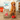 Golen retriever sitting next to a bag of Just Russel dog food with a rating badge in a kitchen.